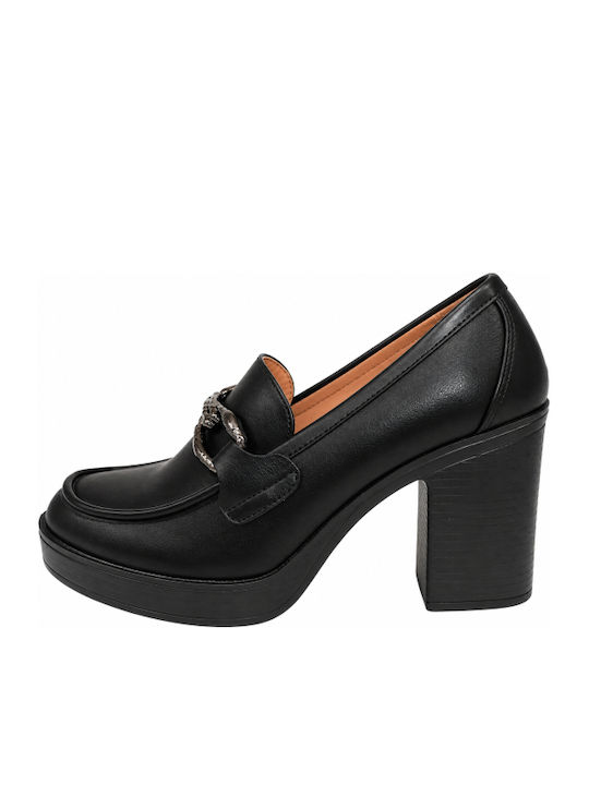 Pumps mit Dickem Hohen Absatz Schwarz WM-MP354-11-27HH-SCHWARZ
