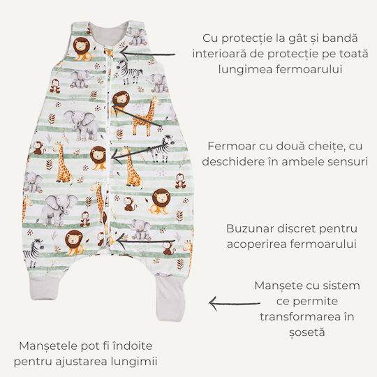Kidizi Sac de Dormit de Primăvară cu Picioare 1 Tog Verde