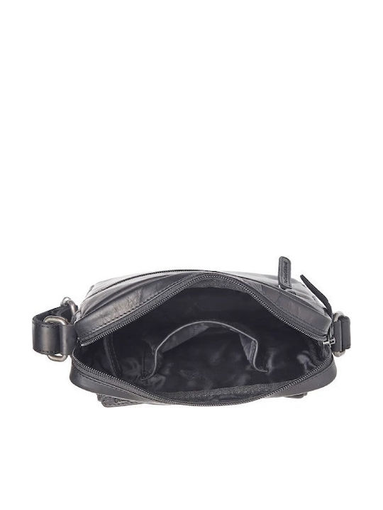Geantă De Umăr / Tip Crossbody Bărbătească Din Piele Neagră