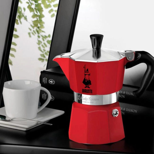 Bialetti Кафеварка за еспресо 3 чаши Червена