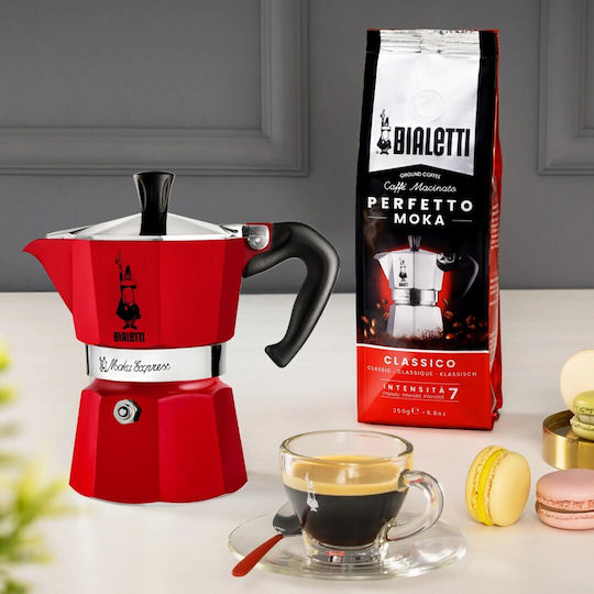 Bialetti Кафеварка за еспресо 3 чаши Червена