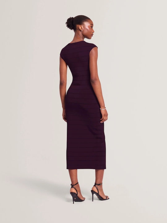 Lila Midi-Abendkleid