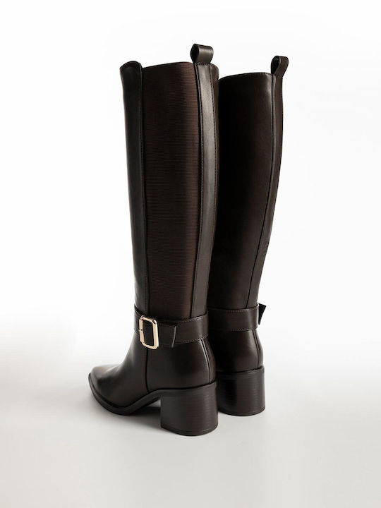 Women's Boots with Medium Heel Brown X27-301-3029-BROWN