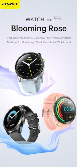Awei H36 Smartwatch with Heart Rate Monitor (Rose Gold)