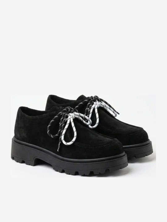 Suede Γυναικεία Loafers σε Μαύρο Χρώμα