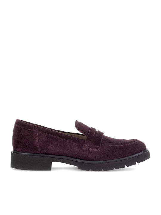 Loafers de Damă din Piele, de Culoare Vișinie