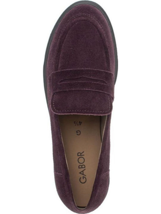 Loafers de Damă din Piele, de Culoare Vișinie