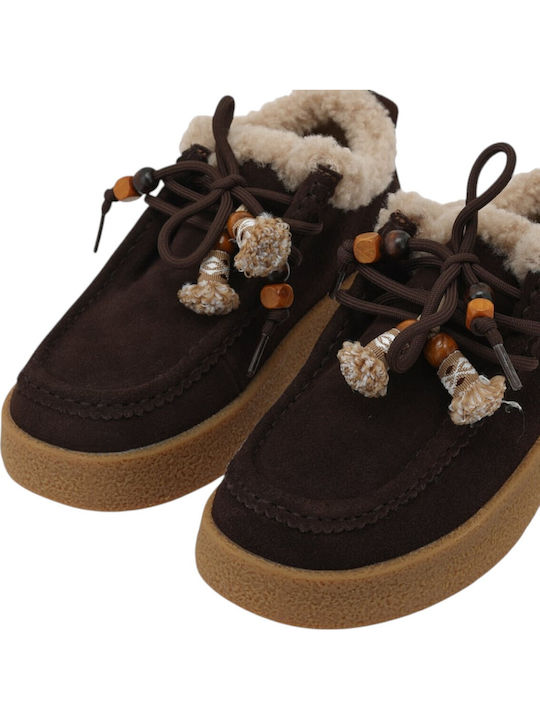 Suede Women's Moccasins in Brown Colour
