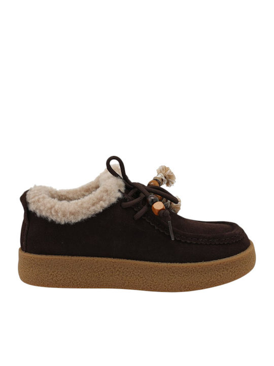 Suede Women's Moccasins in Brown Colour