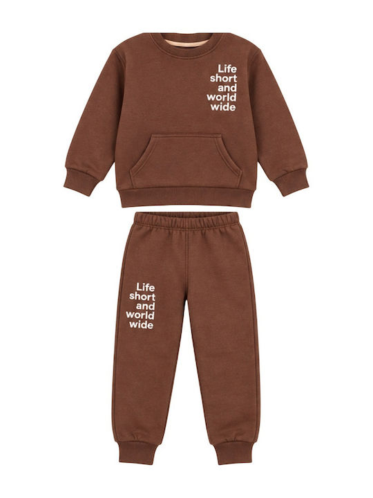 Kids Sweatpants Set With Top Brown 2 pcs