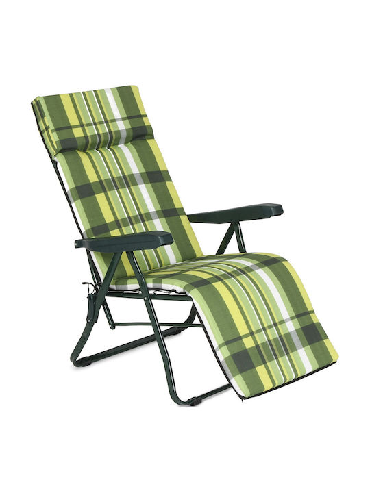 Șezlong din Lemn cu Brațe Verde 105x59x42cm