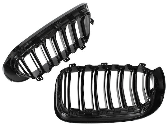 Grile BMW X4 F26 14-17 Între Faruri, Rinichi Stânga + Dreapta, Set, Negru Lucios, Bară Dublă