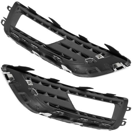 Ford Focus Iii Fl 12-16 Halogens Front Bumper Grille Trap Black + Chrome Left + Right 2 Pcs Set