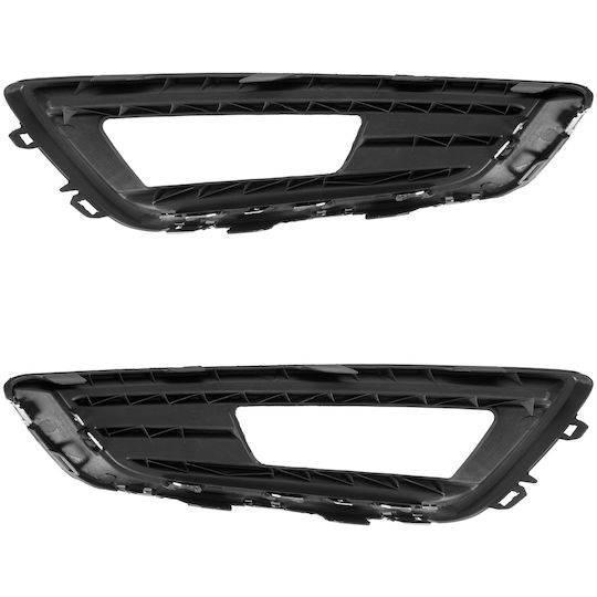 Ford Focus Iii Fl 12-16 Halogens Front Bumper Grille Trap Black + Chrome Left + Right 2 Pcs Set