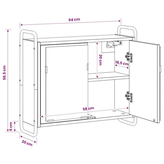 vidaXL Dulap de Baie 64x20x56.5 cm Stejar
