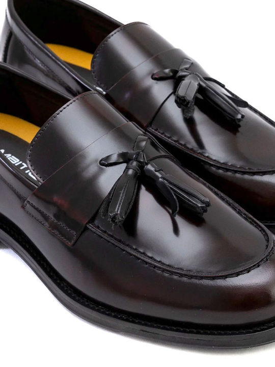 Leather Men's Loafers in Burgundy