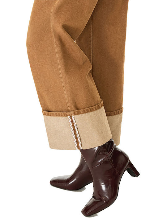 Damen Jeanshose in geradem Schnitt Braun