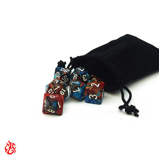 Set de Zaruri în Două Culori, Albastru și Roșu, cu Săculeț, Set de Zaruri Acrilice pentru RPG Dungeons & Dragons Pathfinder Jocuri de Război