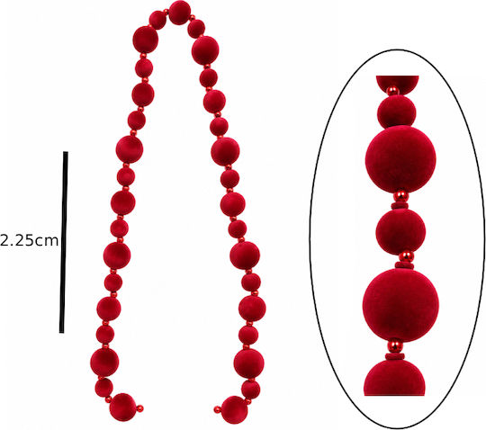 Ghirlandă de Crăciun din Material Textil Roșu 225 cm 2,25 m Ghirlandă de Crăciun din Material Textil Roșu 225 cm 2,25 m