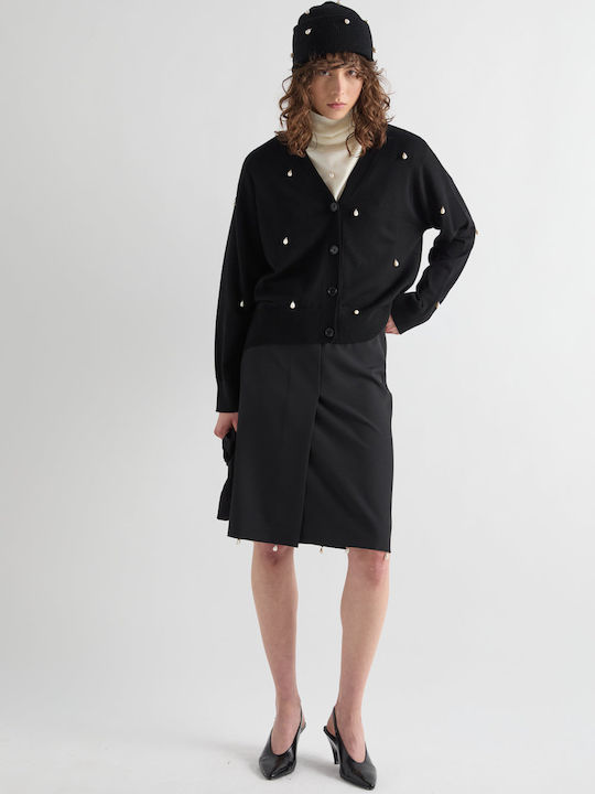 Women's Knitted Cardigan with Buttons Black