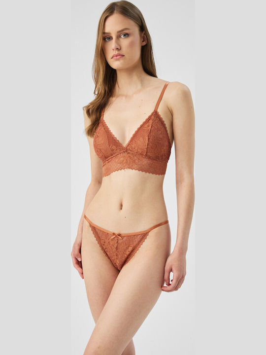 Triangular Women's Bralette with Removable Padding in Terracotta Shade