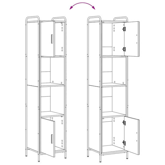vidaXL Ντουλάπι Στήλη Μπάνιου Τοίχου Μ46xΒ36xΥ181cm Sonoma