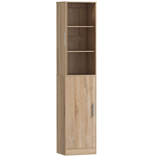 HomCom 836-605V90ND Floor-Standing Bathroom Cabinet 40x35x180cm Natural Wood