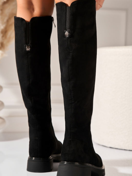 Lindsy Wildleder Damenstiefel Schwarz