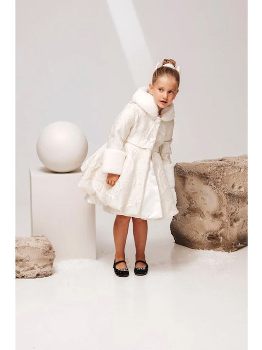 Baby Bloom Haină de exterior albă pentru botez