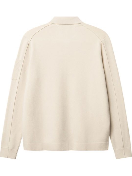 Cardigan Tricotat pentru Bărbați Cream