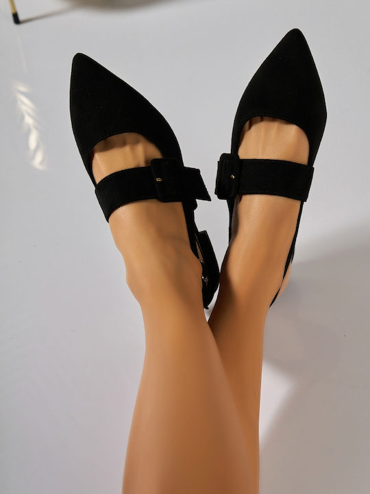 Raycen Suede Γυναικείες Μπαλαρίνες Black