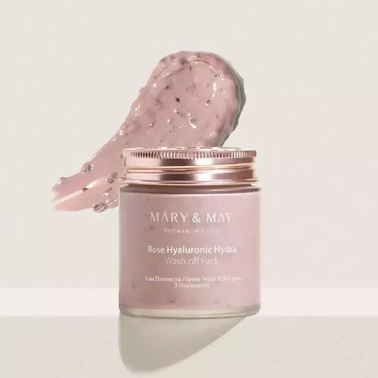 Mary&may Rose Hyaluronic Hydra Wash Off Pack 125g Μάσκα Προσώπου Έντονη Ενυδάτωση Λάμψη