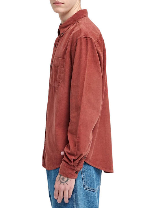 Long Sleeve Corduroy Shirt in Regular Fit Apple Butter