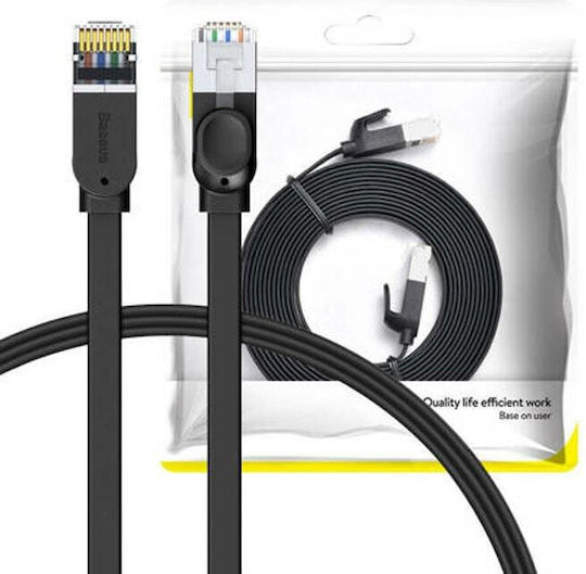 Baseus Flat U/UTP Cat.6 (Gigabit) Καλώδιο Δικτύου Ethernet χωρίς ακροδέκτες 5m Μαύρο