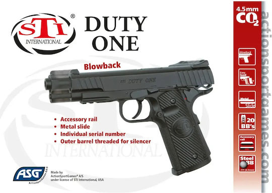 Asg CO2 Air Pistol Sti Duty One Ms Blowback Metal 4.5mm