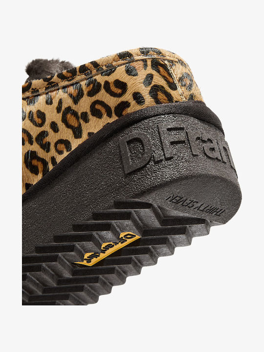 D.Franklin Damen-Lederschuhe mit Fell Braun