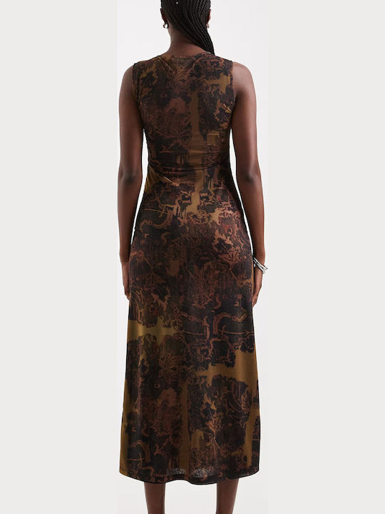 Topshop Summer Maxi Evening Dress with Mesh Downtown Brown