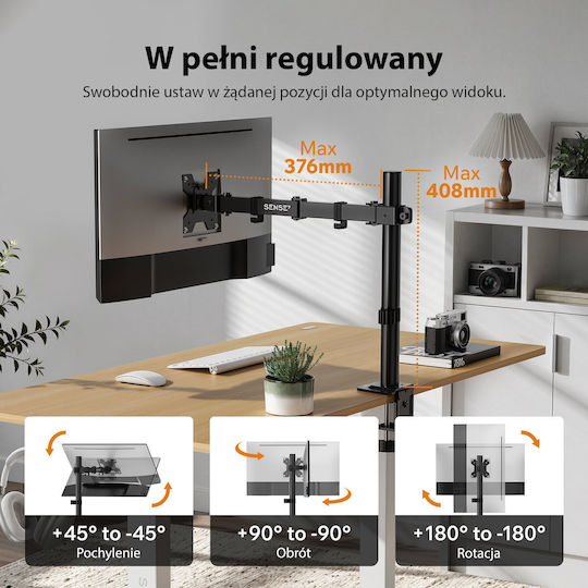 SENSE7 Suport de Birou pentru Monitor de până la 32" cu Braț (960592)
