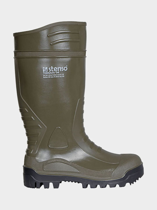 Stenso Rutschfest Arbeitssicherheitsstiefel mit Fell Grün
