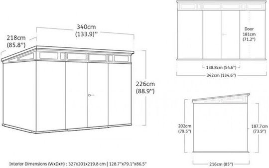 Πλαστική Αποθήκη Κήπου 3.42x2.18x2.26m Πλαστική Αποθήκη Κήπου 3.42x2.18x2.26m
