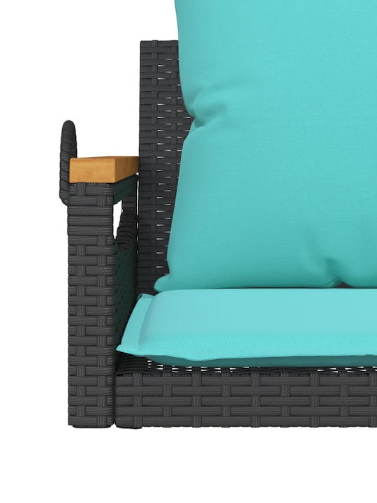 Fotoliu Suspendat cu Suport și Pernă din Rattan Gri, cu Capacitate de Până la 110 kg, 63x62x40 cm