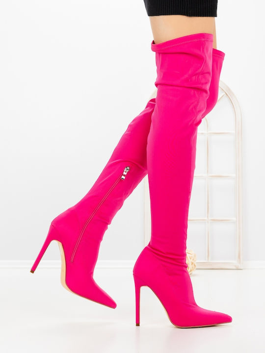 Dracria Cizme de Damă Peste Genunchi Fuchsia