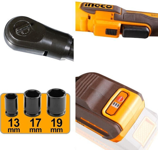 Ingco 20V Battery-Powered 3/8" Electric Ratchet 65 Nm Solo