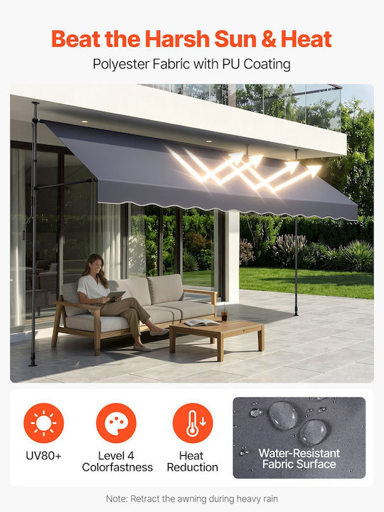 Vevor Τέντα Βεράντας Γκρι 4x3.1m