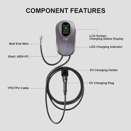Digital IQ Стенна монофазна зарядна станция 22 kW с вграден кабел 5 m Тип 2 (DIQ EV WCH 93222)