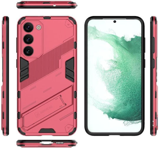 Punk Armor Твърд Калъф Стойка Розов За Samsung Galaxy S23 Plus 5g