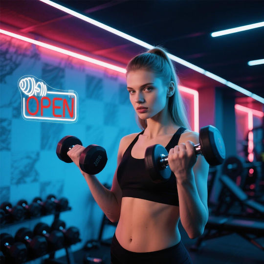 Neon Διακοσμητικό Φωτιστικό Gym Open LED 40x30εκ.