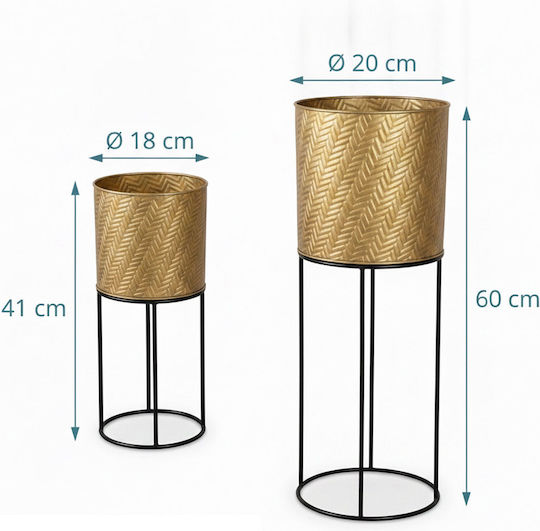 Relaxdays Pflanzenständer Metall Gold