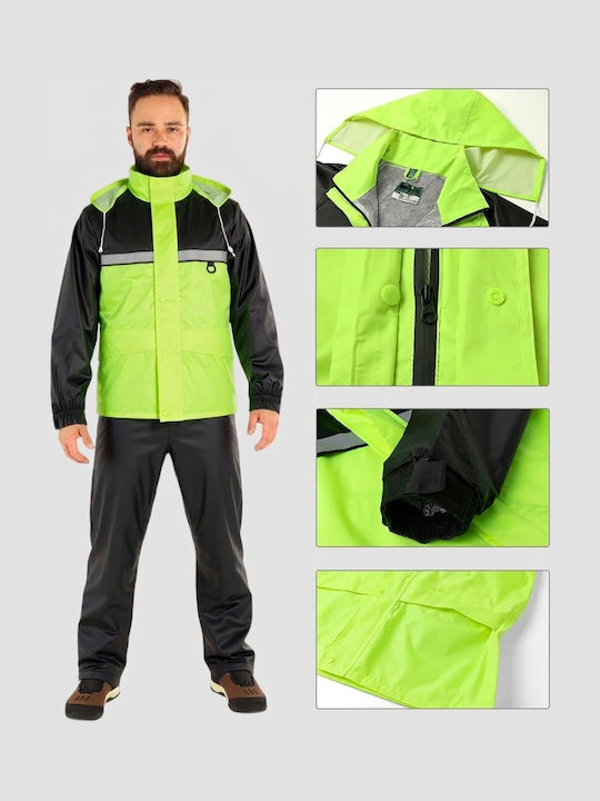 Work Rainproof Reflective Coverall Green M Work Rainproof Reflective Coverall Green M