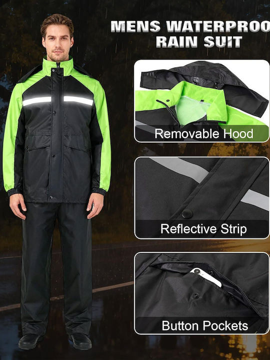Men's 2-piece Rain Suit Pants Jacket Green M